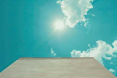 flying airplane sunrays in blue skyの素材