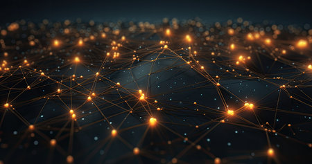 an orange network of lines and pointsの素材
