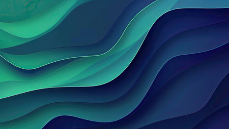 Electric blue and violet wave art on a dark backgroundの素材