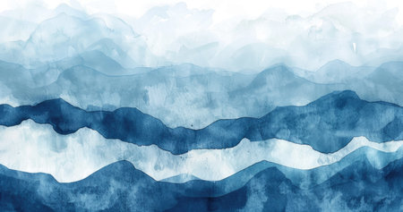 Fluid electric blue paint swirling in water creating a mesmerizing patternの素材