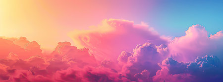 The painting showcases a sunset sky filled with colorful cloudsの素材