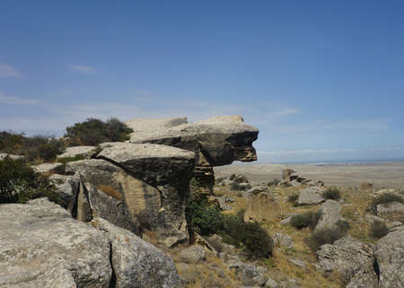 Qobustan Petroglyphes Outdoor Museum Remarkable Rock Formationのeditorial素材