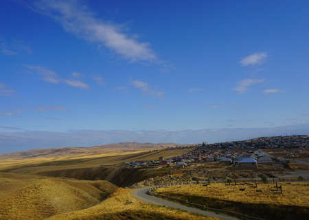 Gobustan Town Scenery under the Blue Sky in Summer Time at Afternoonの写真素材