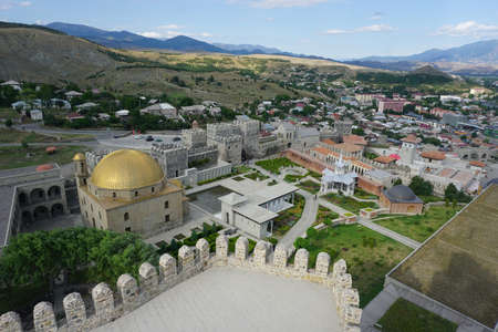 Akhaltsikhe Rabati Castle Fortress Complex View of Mosque Main Courtyard and Pavilion from Towerのeditorial素材