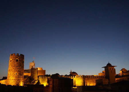 Akhaltsikhe Rabati Castle Fortress Complex Square view of Towers and Walls at Eveningのeditorial素材