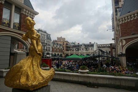 Batumi Piazza Dancing Brazen Women Statue in Skirtのeditorial素材