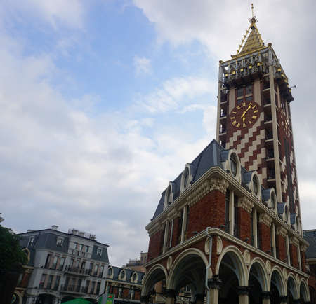 Batumi Piazza Main Tower with Clock on a Cloudy Dayのeditorial素材