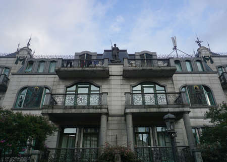 Batumi Residential Building with Statues of Saint George Archangel Gabriel and the Holy Mother of Godのeditorial素材