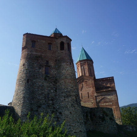 Gremi Monastery Castle Complex View of Fortification Church and Blue Sky