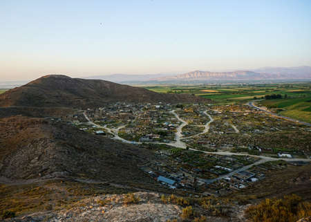 Khor Virap Huge Cemetery View from a Hill in Summer at Eveningの写真素材