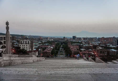 Yerevan Cascade Complex Park View with Pillar and Cityscapeのeditorial素材