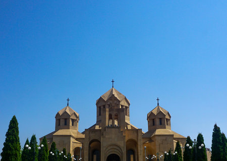Yerevan Saint Gregory the Illuminator Cathedral Outside with Street Lights