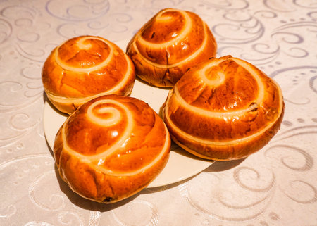 Armenian Traditional Gata Dessert Cuisine Served on a Plate for Guests