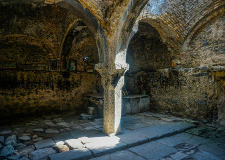 Lori Berd Fortress Church Interior View of a Column with Sun Rays