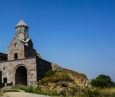 Tatev Monastery Bell Tower in Summer with Blue Sky