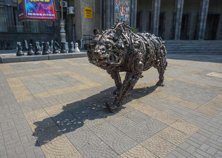 Yerevan Dangerous Walking Iron Bear in Front of the Moscow Cinemaのeditorial素材