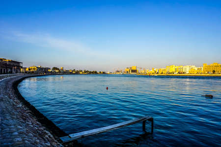 Dubai Heritage Village View of the Creek and Al Rigga District at Backgroundの写真素材