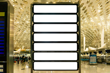 Airport Blank Frame Sign Rows Billboard at Passenger Departure Hall