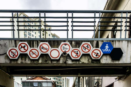 Shanghai Moganshan Art District Different Road Signs Varietyの写真素材