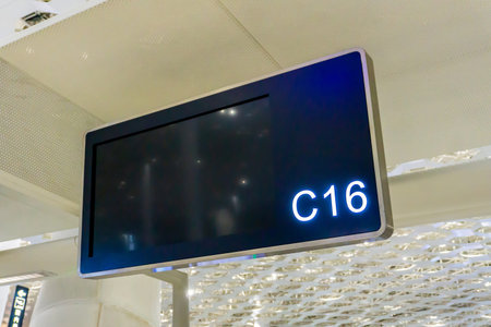 Airport Empty Check In Counter Billboard at Departure Hall