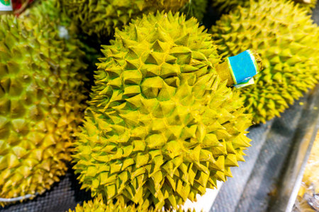 Focused Appealing Yellow Durian Fruit Heap Amount