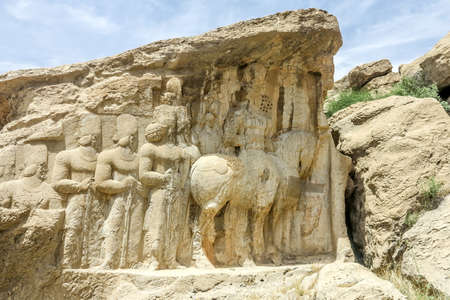 Persepolis Naqsh-e Rajab Rock Carving Relief Shapur's Paradeの写真素材