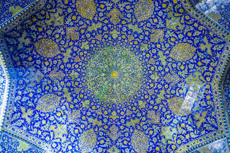 Isfahan Masjed-e Jadid-e Abbasi Shah Great Royal Mosque Ceiling with Blue Tiles Ornament