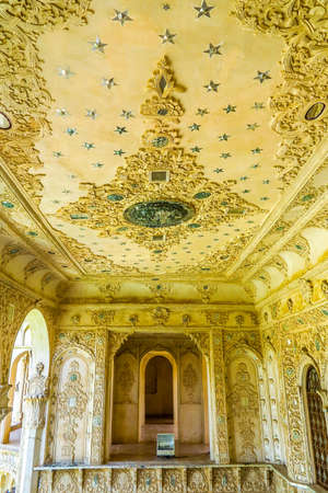 Kashan Tabatabaee Historical House Ceiling with Carved Star Shape Ornamentsのeditorial素材