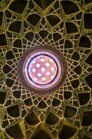Kashan Boroujerd Historical House Ceiling Round Holes Windowのeditorial素材