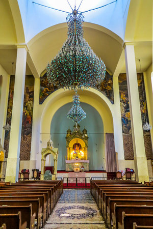 Tehran Saint Sarkis Armenian Apostolic Cathedral Interior Chandelier Altar View Point with Sitting...