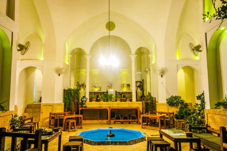 Kashan Traditional Interior Architecture Courtyard Fountain Chairs and Tablesのeditorial素材