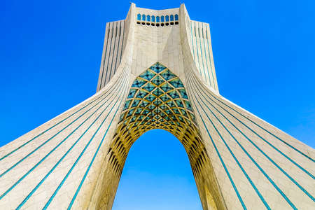 Tehran Borj-e Azadi Shahyad Tower Square Front View Pointのeditorial素材