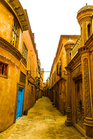 Kashgar Old Town Common Uyghur Architecture Apartment Buildings Facade Leading Linesの写真素材
