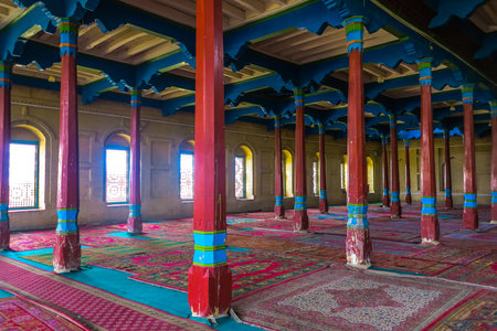 Kuche Grand Mosque Prayers Hall Carpet Floor Red Colored Beams
