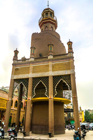 Kashgar Old Town Uyghur Bazaar Market Street Tower Low Angle View Point