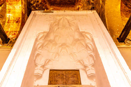 Thessaloniki Alaca Imaret Mosque Main Entrance Viewpoint with Muqarna Honeycomb Stalactite Vaultingのeditorial素材