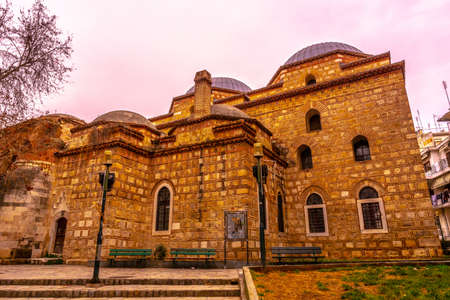 Thessaloniki Alaca Imaret Mosque Side Viewpoint with Cloudy Sky Background at Wintertimeの写真素材