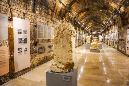 Baalbek Historical Landmark Temple of Bacchus Roman God of Wine Museum Stone Inscriptionのeditorial素材