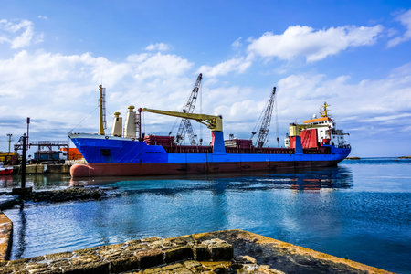 Sidon Blue Colored Container Freight Cargo Ship