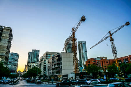 Beirut Common Multi Level Apartment Buildings with Cranesのeditorial素材
