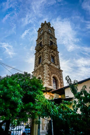 Tripoli Sultan Abdul Hamid Clock Tower with Blue Sky Background Viewの写真素材