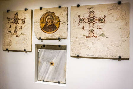 Beirut National Archeological Artifacts Museum Orthodox Christian Crosses and Saintのeditorial素材