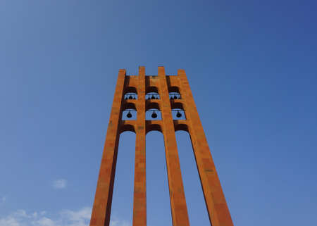 Sardarapat Memorial Bell Tower Upper View with Blue Skyのeditorial素材