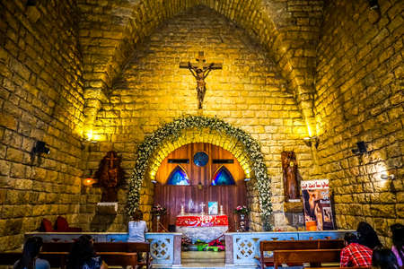 Harissa Our Lady of Lebanon Marian Shrine Pilgrimage Site Chapel Interior Viewのeditorial素材