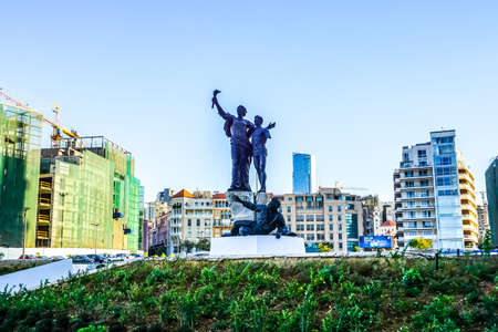 Beirut Martyrs Statue Memorial Monument Nationalists Executed During Ottoman Ruleのeditorial素材