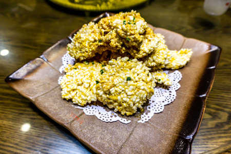 Traditional Chinese Plain Crunchy Rice Dish on a Plate