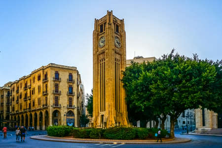 Beirut Place De L'Etoile Nijmeh Square Street Clock Towerの写真素材