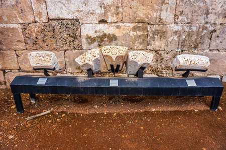 Anjar Citadel Historical Landmark Pillars Ruins Artifacts from Arched Bowsの写真素材