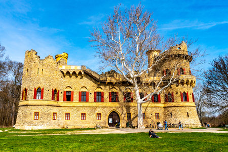 Lednice Valtice Cultural Landscape Area Complex John's Castle Front View with Leafless White Tree...