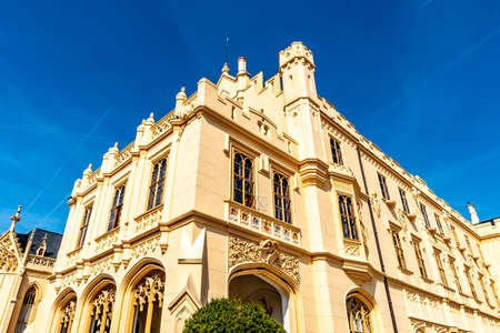 Lednice Valtice Cultural Landscape Area Complex Castle Side View of Facade with Windows and Picturesque Blue Sky in Springのeditorial素材